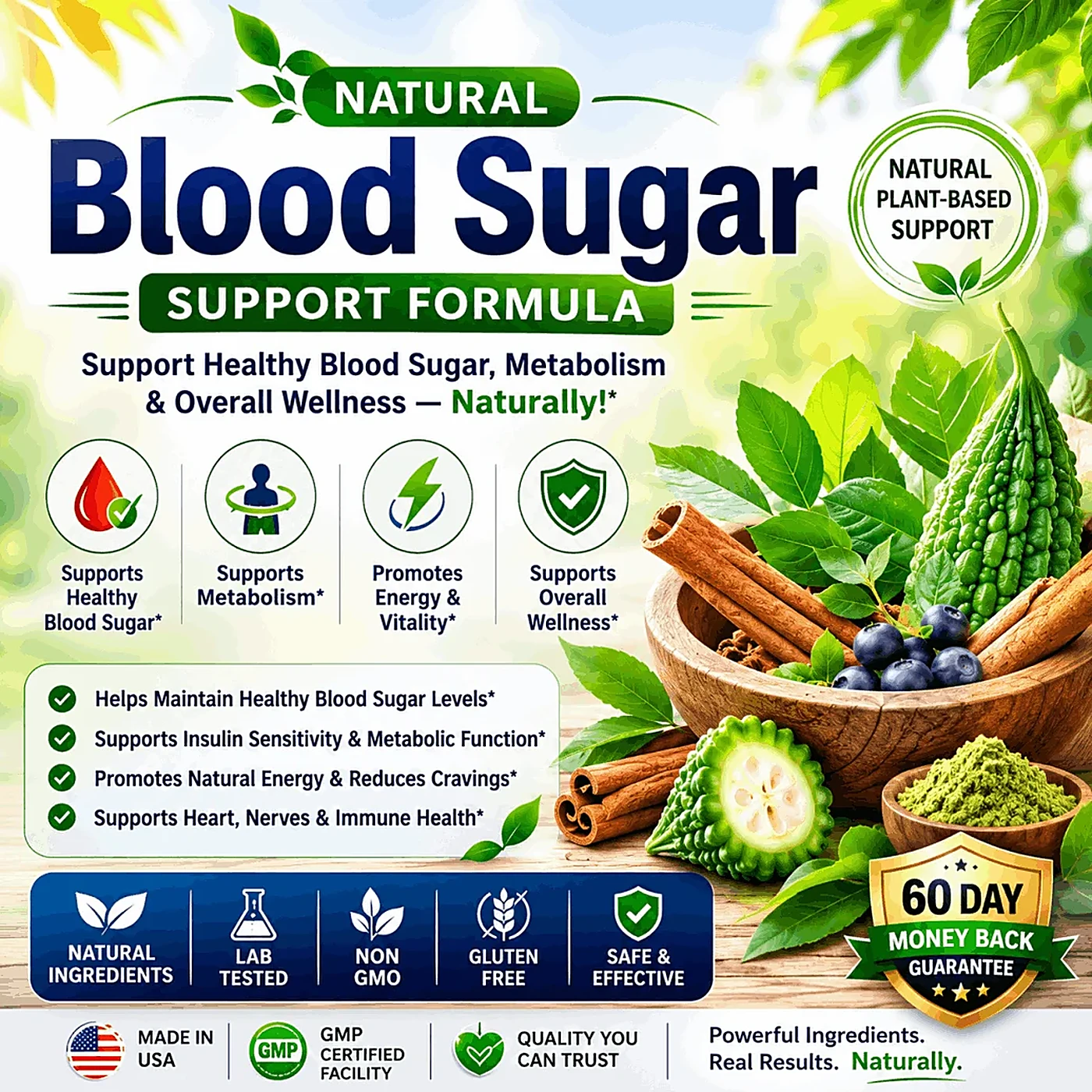 Olivaro blood sugar formula ingredients: bitter melon, cinnamon, berries and green herbs
